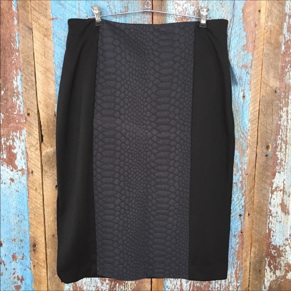 Worthington Black Faux Snakeskin Panel Skirt